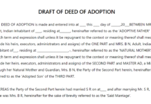 Draft Of Deed Of Adoption